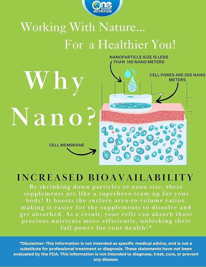 One Planet Nutrition Nano Curcumin Plus 500 mg Veggie Capsules (120 Servings), Nano Curcumin with Boswellia for High Absorption, Supports Joint & Immune Health, Non-GMO, Vegan, Gluten-Free