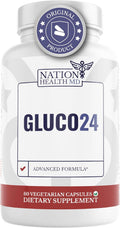 Gluco24 Supplement - Supplement with Cinnamon, Berberine, Vitamin C and More - Supplement for Men & Women, 60 Capsules