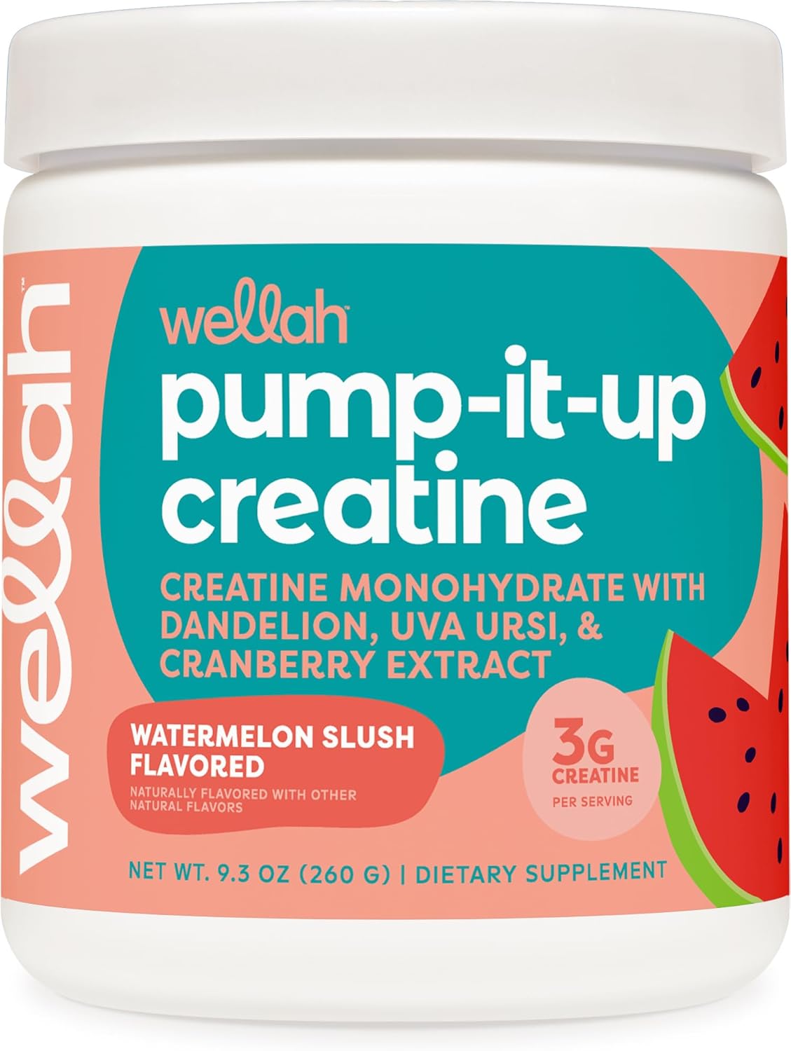 Wellah Creatine for Women - Creatine Monohydrate with Dandelion & Cranberry Extract (50 Servings, Watermelon Slush)