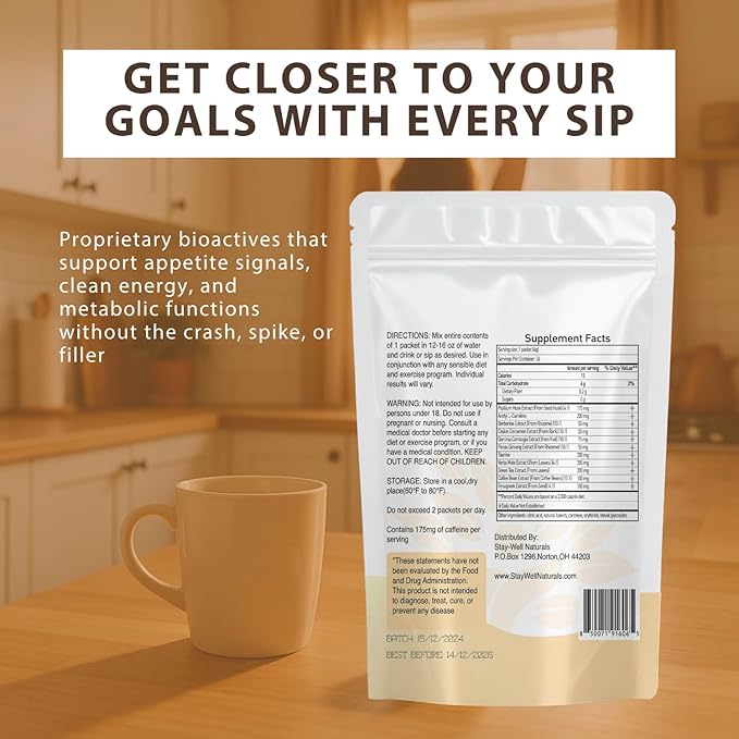 Slim Coffee GLP-1 Supplement | GLP 1 Booster to Control Appetite and Cravings | Great Tasting Metabolic Support - Coffee Bean Extract, Green Tea, Yerba Mate (Vanilla)