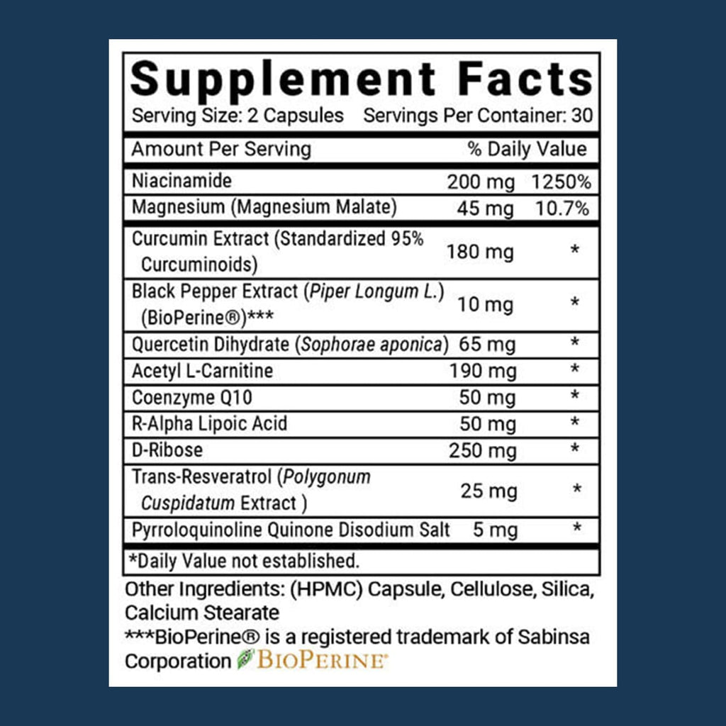 – Advanced Mitochondrial Formula Support Supplement, Healthy Aging, Repair, Energy Optimizer with CoQ10, PQQ, Alpha Lipoic Acid, Gluten Free, Vegan, Non GMO (60 Tablets)