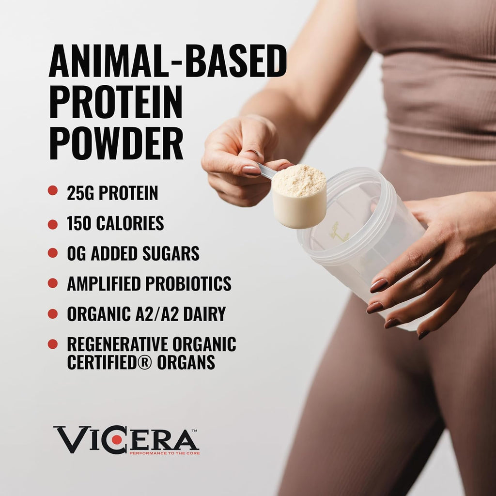 A2 Protein Powder, Vanilla Creme, 25 G Protein per Serving, Organic A2/A2 Whey Casein Blend with Probiotics and Celtic Sea Salt, Gluten Free Workout Supplement, Non GMO, 20 Servings, 27.4 Oz