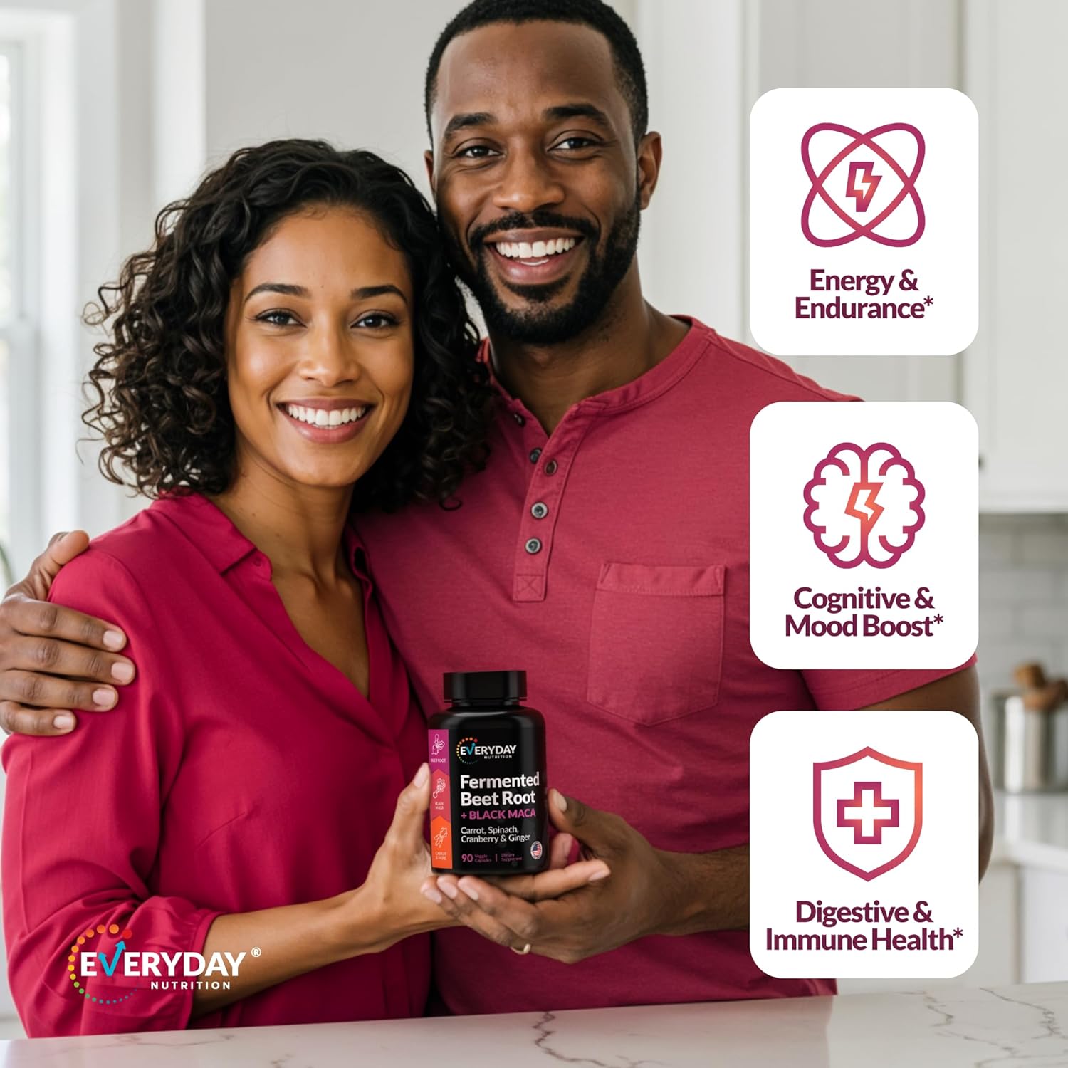 Organic Fermented Beet Root, Black Maca, Carrot, Spinach, Cranberry, Ginger |Enhanced Overall Health for Women & Men | Made in USA | 90 Veggie Capsules