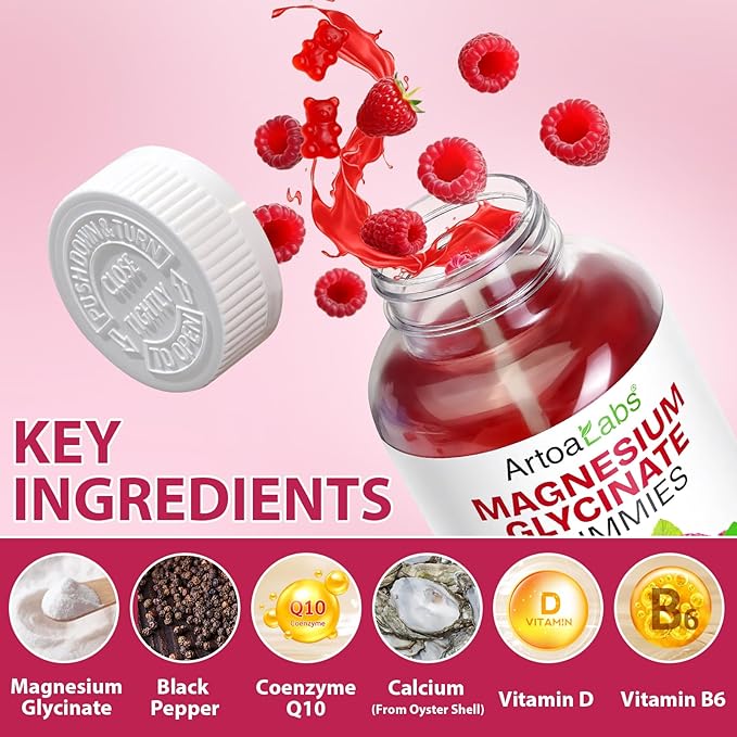 Magnesium Glycinate Gummies 600mg 120 Count - Sugar Free Magnesium Supplement - Supports for Sleep, Memory, Mood, Muscle, Relaxation, Heart & Bone Health