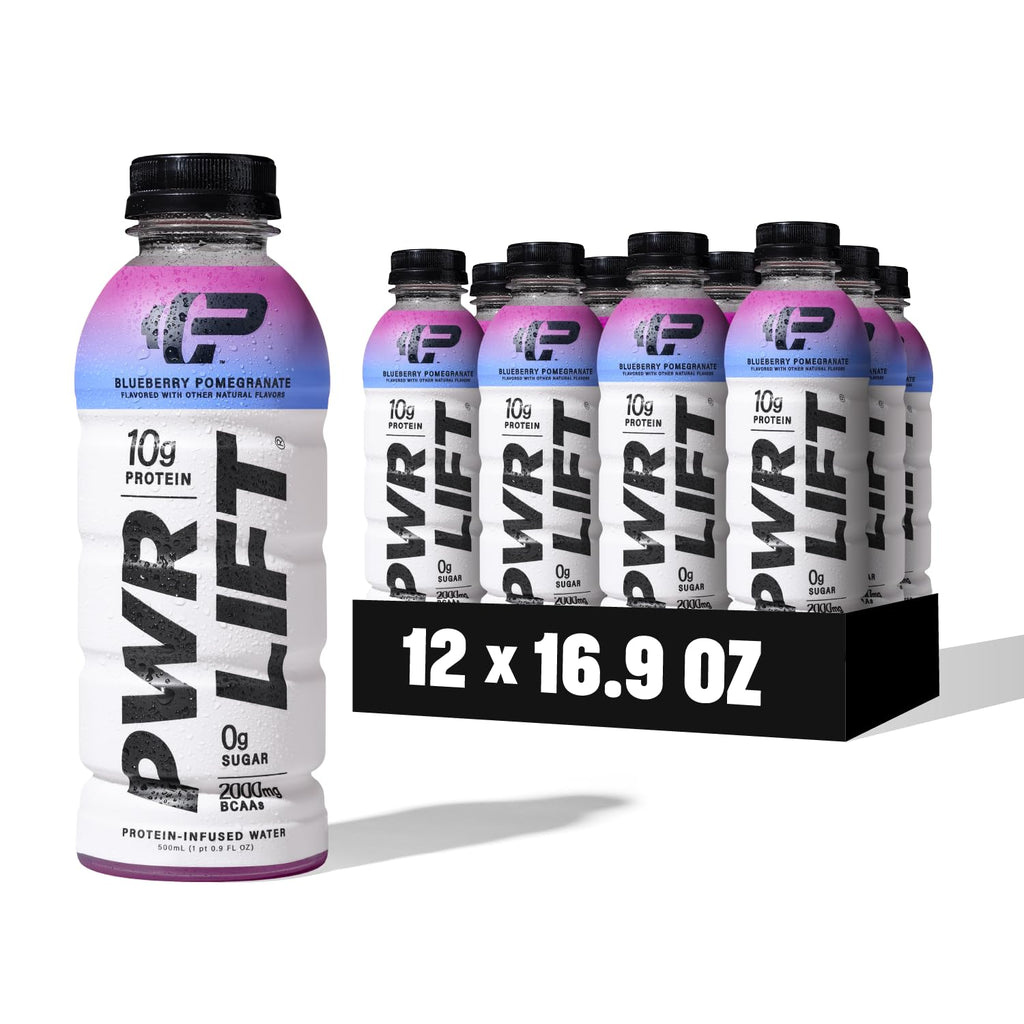Whey Protein Water Sports Drink by PWR LIFT | Blueberry Pomegranate | Keto, Vitamin B, Electrolytes, Zero Sugar, No Artificial Flavors, No Chalky Aftertaste | | Post-Workout Energy Protein Beverage | 16.9 Oz (Pack of 12)