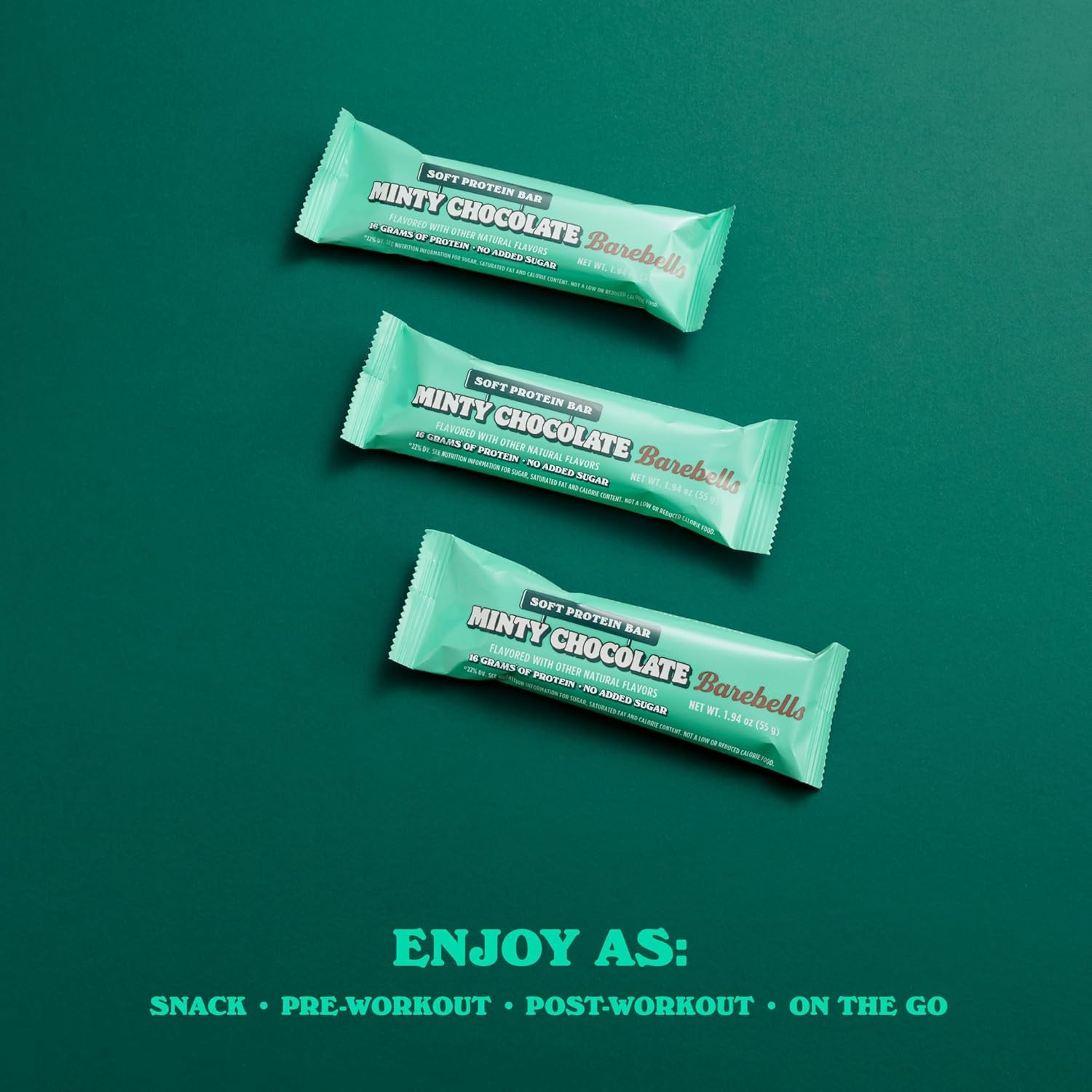 Barebells Soft Protein Bars Minty Chocolate - 24 Bars (2 Packs of 12) -16g High Protein Treats - Chocolate Nutrition Bar with 1g Total Sugars - On The Go Breakfast or Post-Workout Snack
