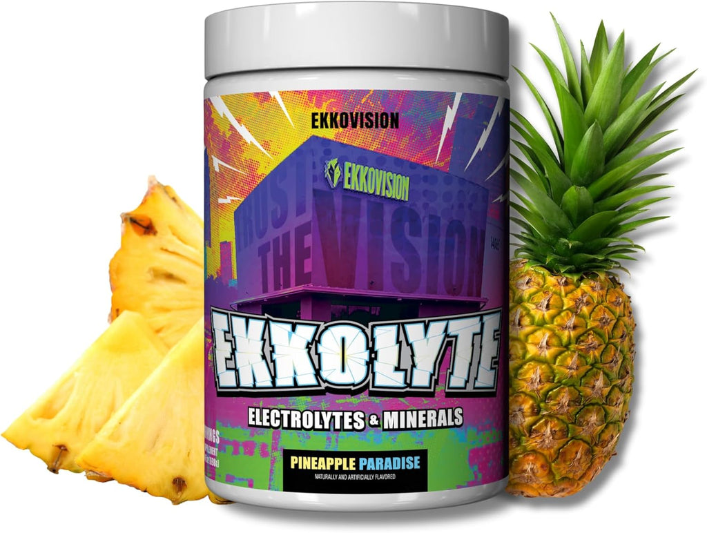 Ekkovision Ekkolyte Electrolytes and Minerals Powder, 50 MG Vitamin C & 155 MG Magnesium for Hydration Support, Essential Electrolytes for Women and Men, Pineapple Paradise Flavor, 120 Servings