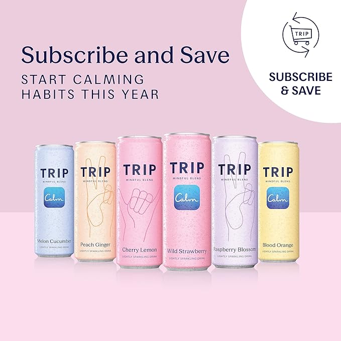 TRIP Lightly Sparkling Adaptogen Seltzer, Non-Alcoholic Mocktail with Magnesium, Ashwagandha, Lions Mane & L Theanine, No Added Sugar, Vegan, Citrus Berry Variety Pack, 12 Oz, 12Pk
