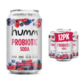 Humm Sparkling Probiotic Berry Cream Soda, Zero Sugar, Zero Calorie, 2 Billion Probiotics, Vitamin C, D, and B12, 12 fl oz (12 Pack)
