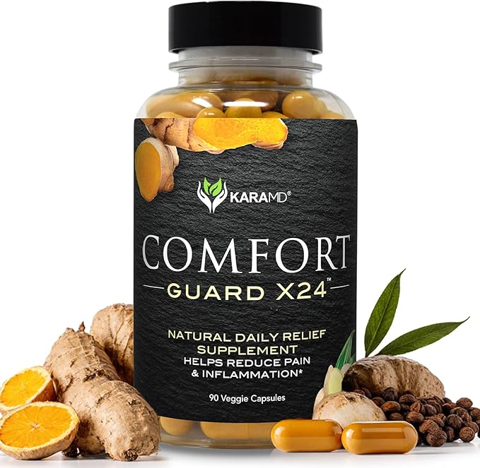 KaraMD Comfort Guard X24 | Joint & Movement Support Supplement | Turmeric Curcumin, Boswellia & Ginger | Ease Muscle Discomfort & Joint Stiffness | Non-GMO, Gluten Free & Vegan Friendly (30 Servings)