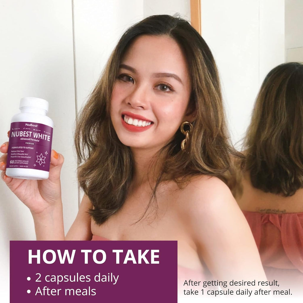 NuBest White - Glutathione 400mg & Milk Thistle Extract - Skin Brightening Supplement - Helps Beautiful and Radiant Skin - Antioxidant Supplement & Detoxification - 6 Pack | 6 Months Supply