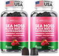 Irish Sea Moss Gummies with Ashwagandha, Elderberry, Apple Cider Vinegar, Bladderwrack, Burdock Root & Black Seed for Immune Support – Mixed Berry Flavor, 2 Pack