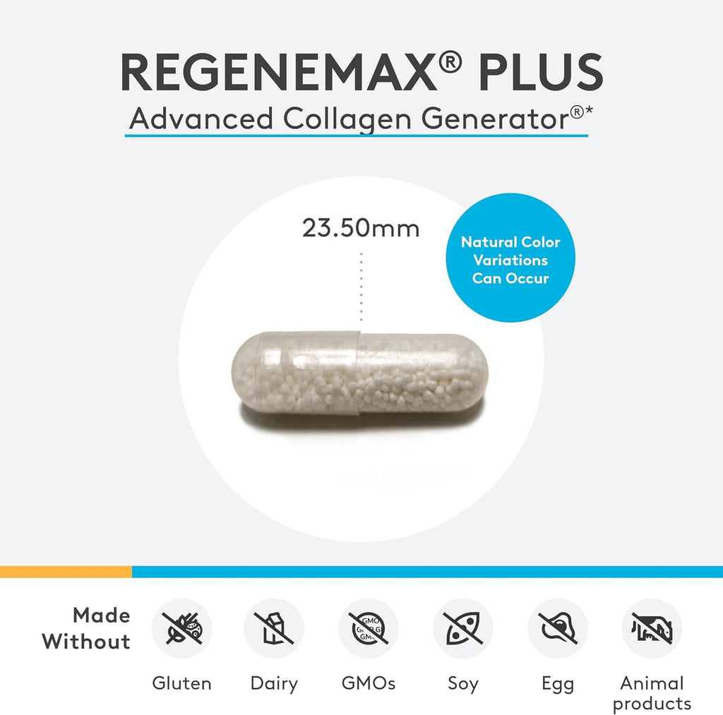 XYMOGEN RegeneMax Plus - Advanced Collagen Supplements with Biotin & Clinically Tested ch-OSA - Supports Skin, Hair, Nails & Bone Health - Collagen for Women & Men (60 Capsules)