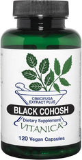 Vitanica Black Cohosh, Cimicifuga Extract Plus, Vegan, 120 Capsules