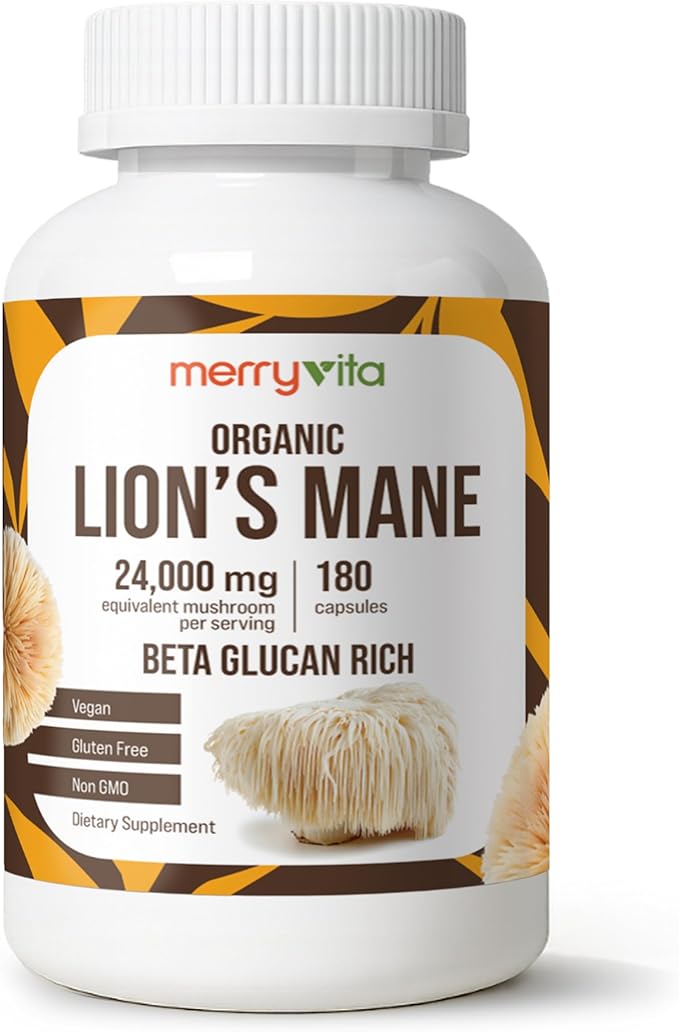 Lion’s Mane Supplement Capsules – Mushroom Supplement for Immune Brain, Memory & Focus - Non GMO, Vegan Friendly - 180 Capsules