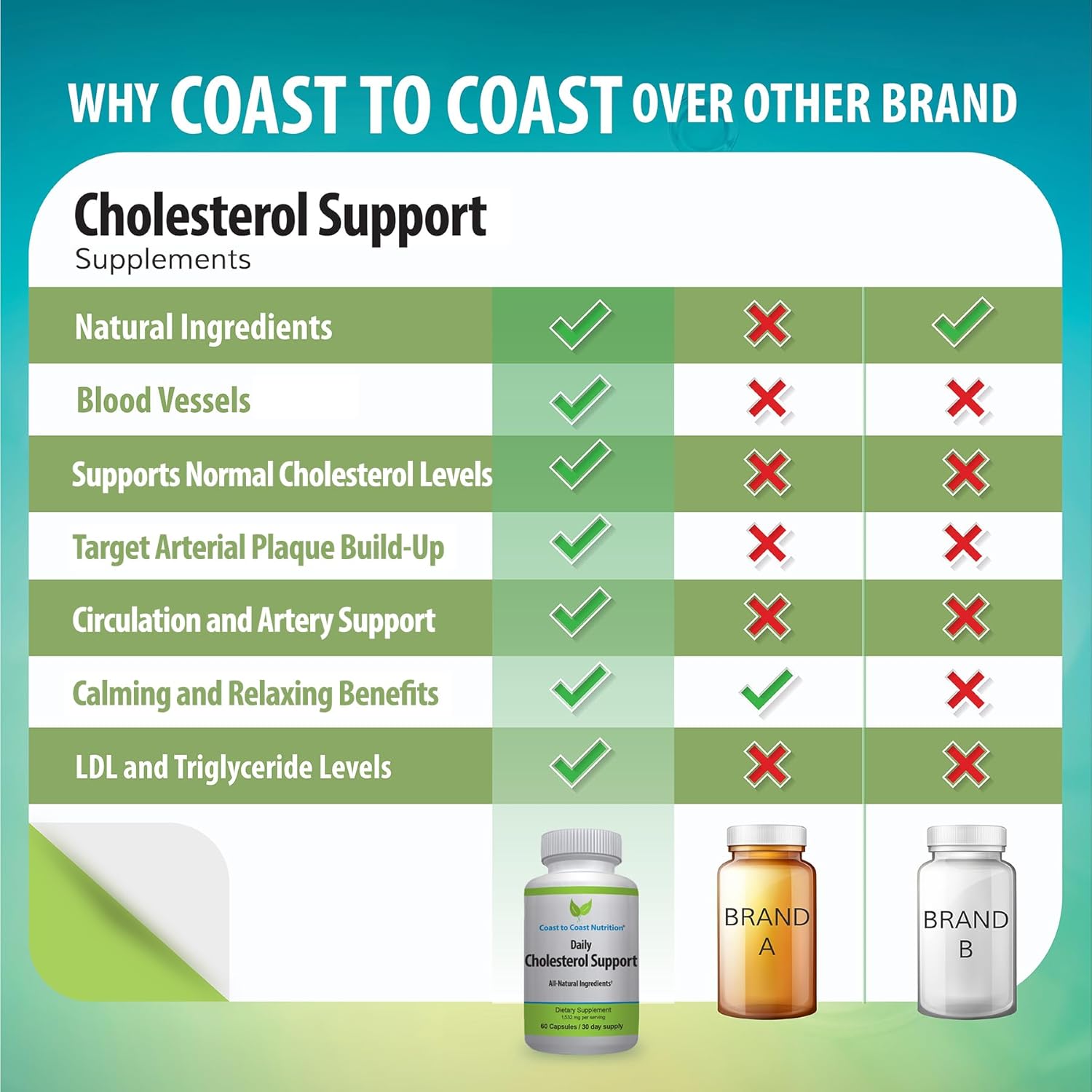 Cholesterol Support Supplement - Support Cardiovascular & Artery Performance, Target Bad LDL Levels & Plaque Calcium Buld-Up - Promote Circulation & Blood Flow - 60 Capsules
