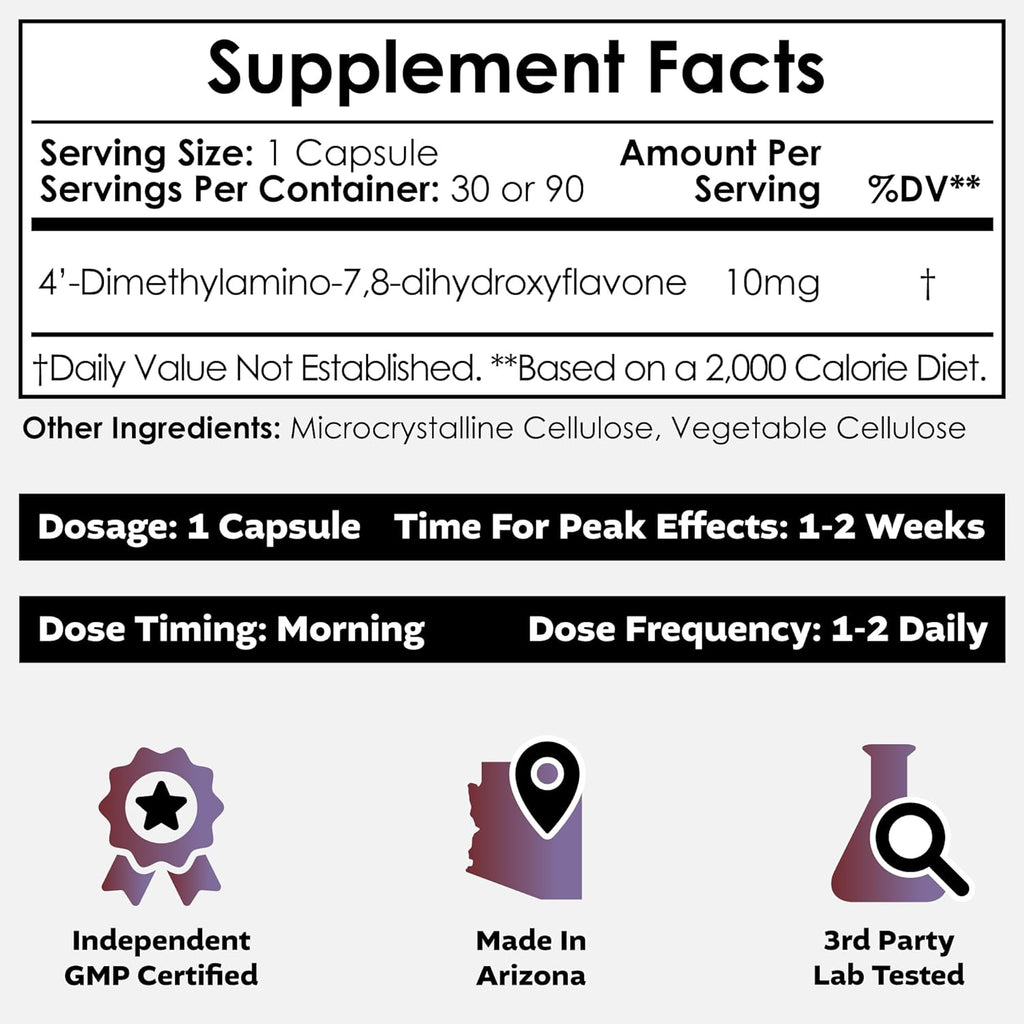 Nootropics Depot 4'-DMA-7,8-DHF Nutritional Supplement Capsules | 10mg | 30 Count | 4'-DMA-7,8-Dihydroxyflavone