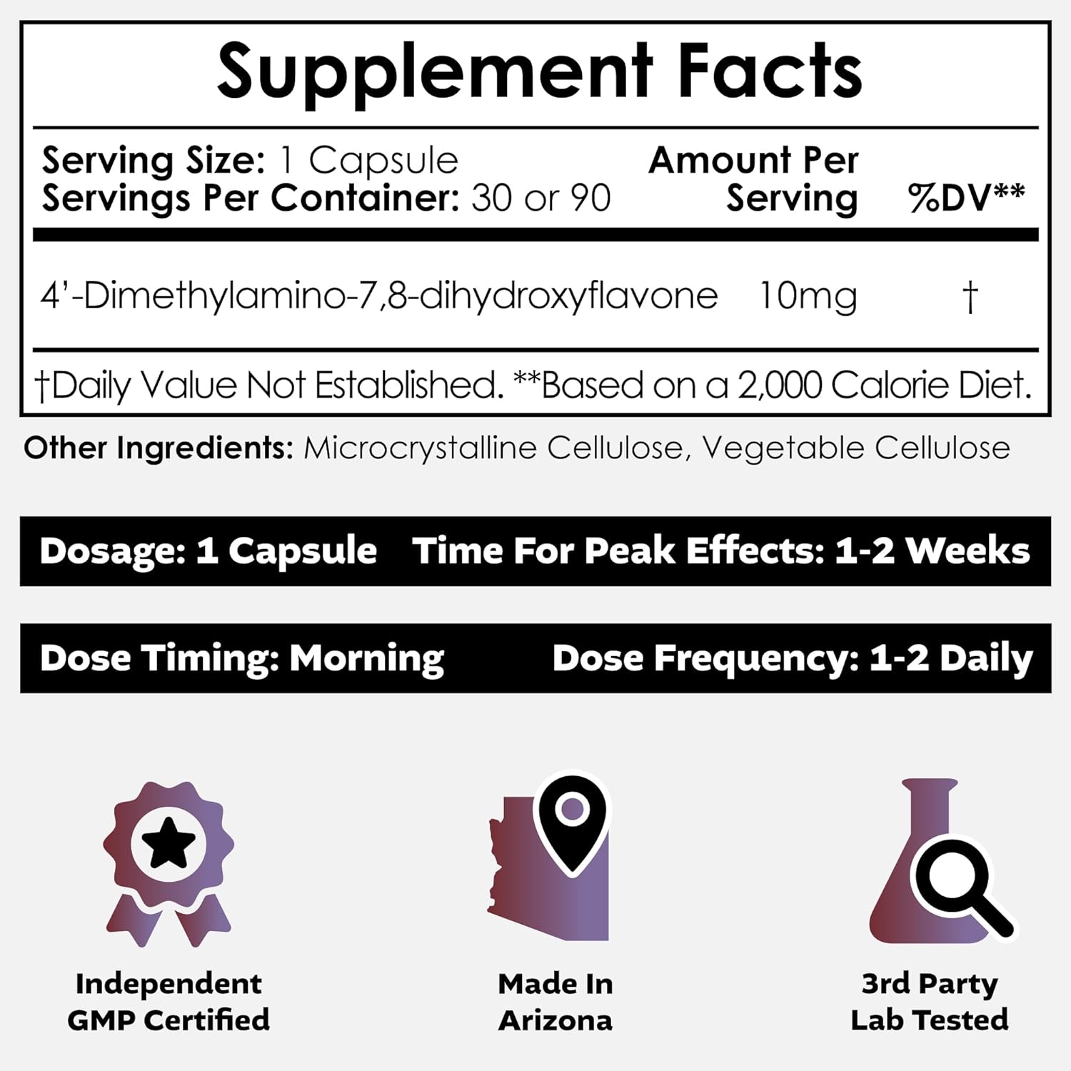 Nootropics Depot 4’-DMA-7,8-DHF Capsules | 10mg | 90 Count | 4'-DMA-7,8-Dihydroxyflavone
