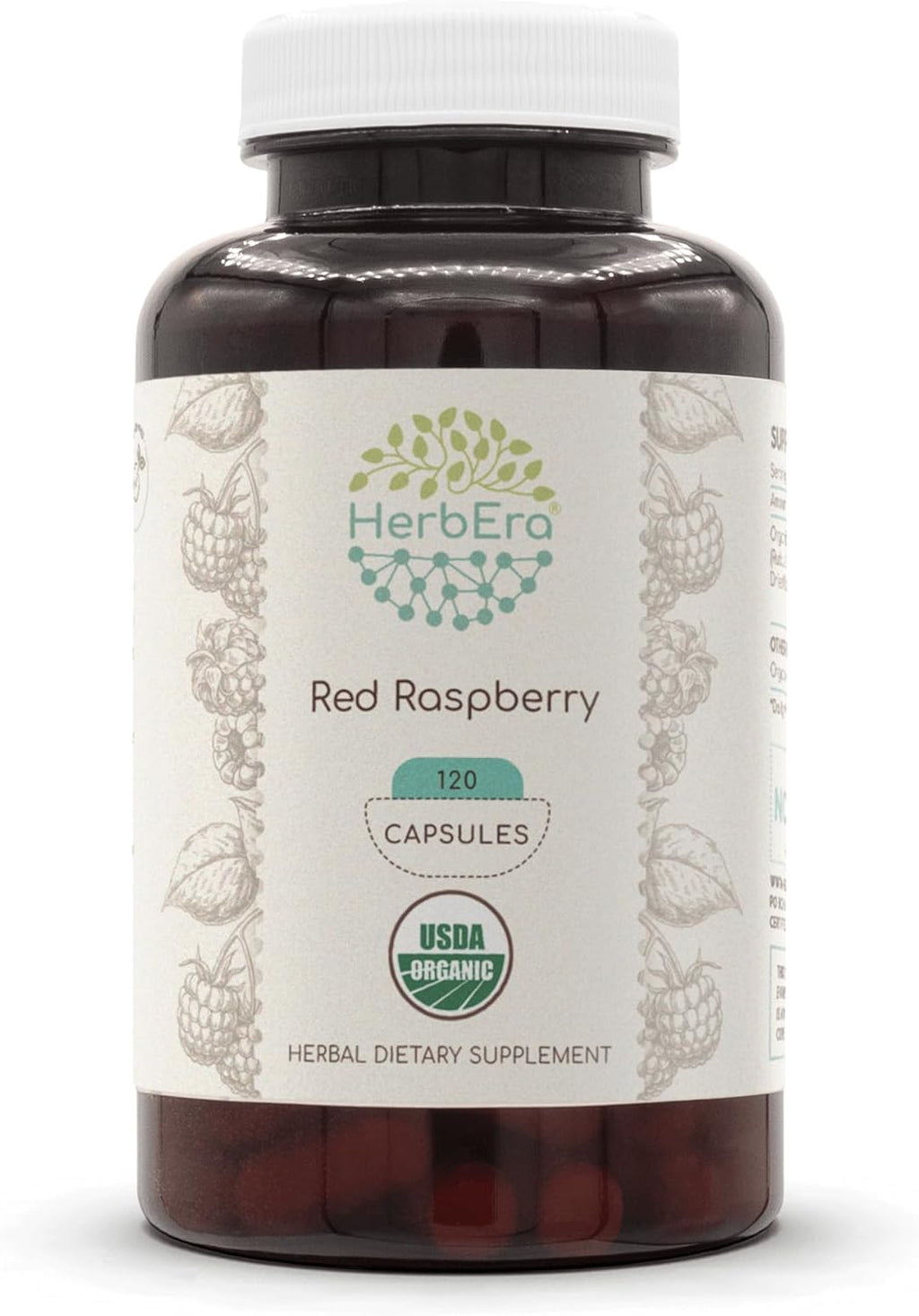 Red Raspberry USDA Organic 120 Capsules | Natural Herbal Supplement | Certified Organic Vegetarian Capsules and Organic Red Raspberry (Rubus idaeus) Dried Leaf (120 Capsules)