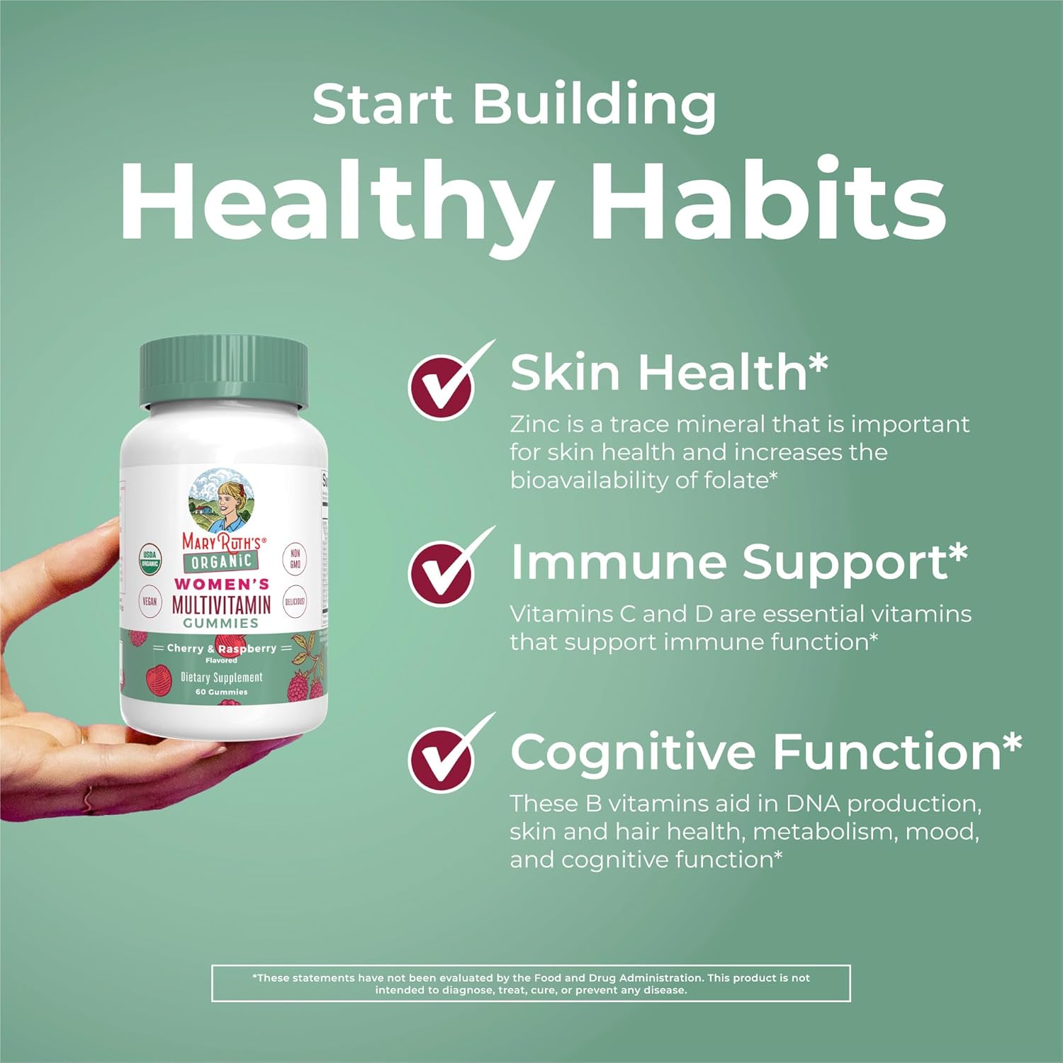MaryRuth Organics Multivitamin for Women 14 | Women's Multivitamin Gummies for Immune Support| Skin Health | Sugar Free | Vegan | Non-GMO | 60 Count