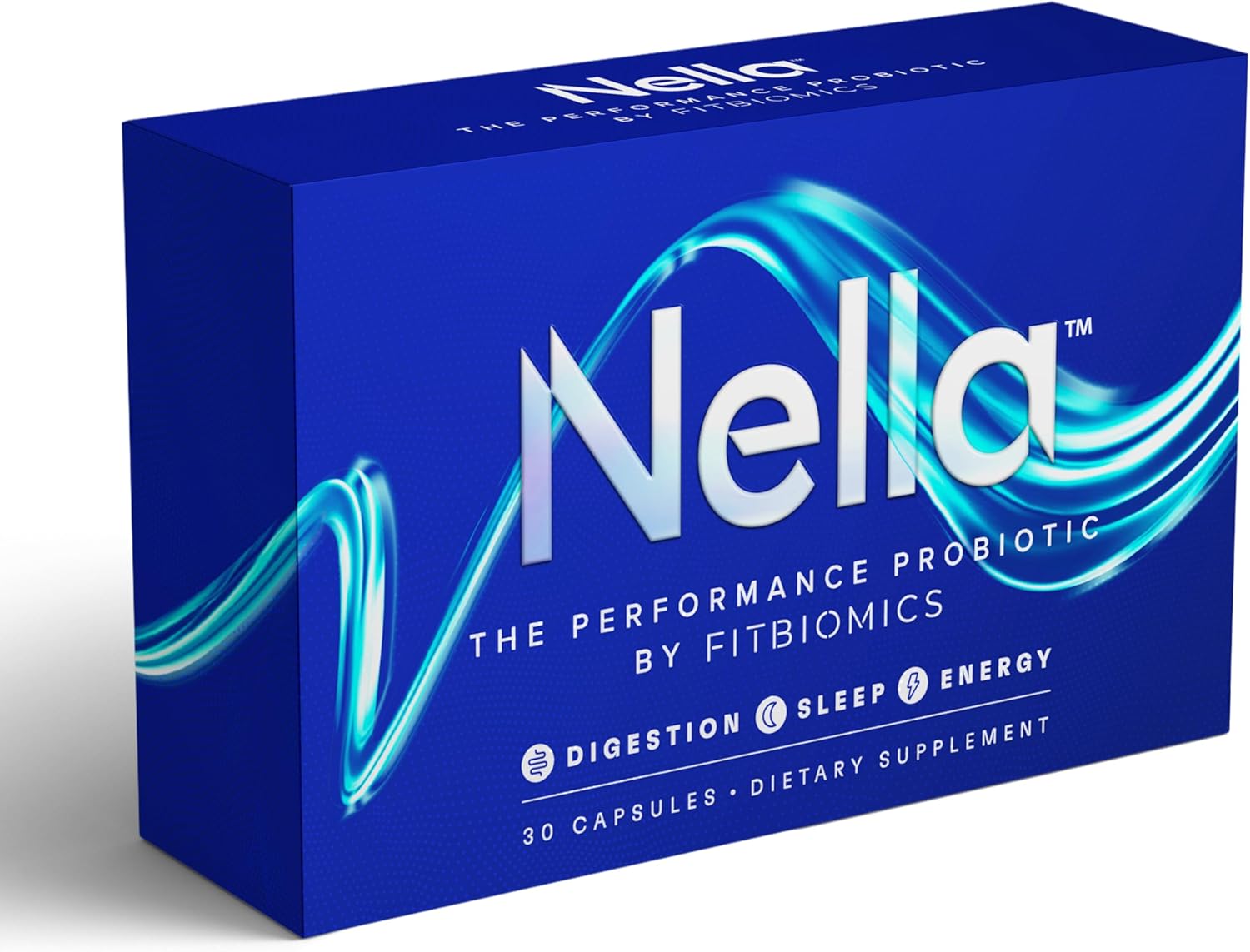Nella Gut Health Supplements for Women & Men (30 Capsules), Energy Boosting Probiotics for Digestive Health, 3 Strains, Daily Probiotic Pills, Supports Workout & Recovery