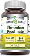 Amazing Formulas Chromium Picolinate | 1000 Mcg Tablets Supplement | Non-GMO | Gluten Free | Made in USA (1 Pack, 240 Count)