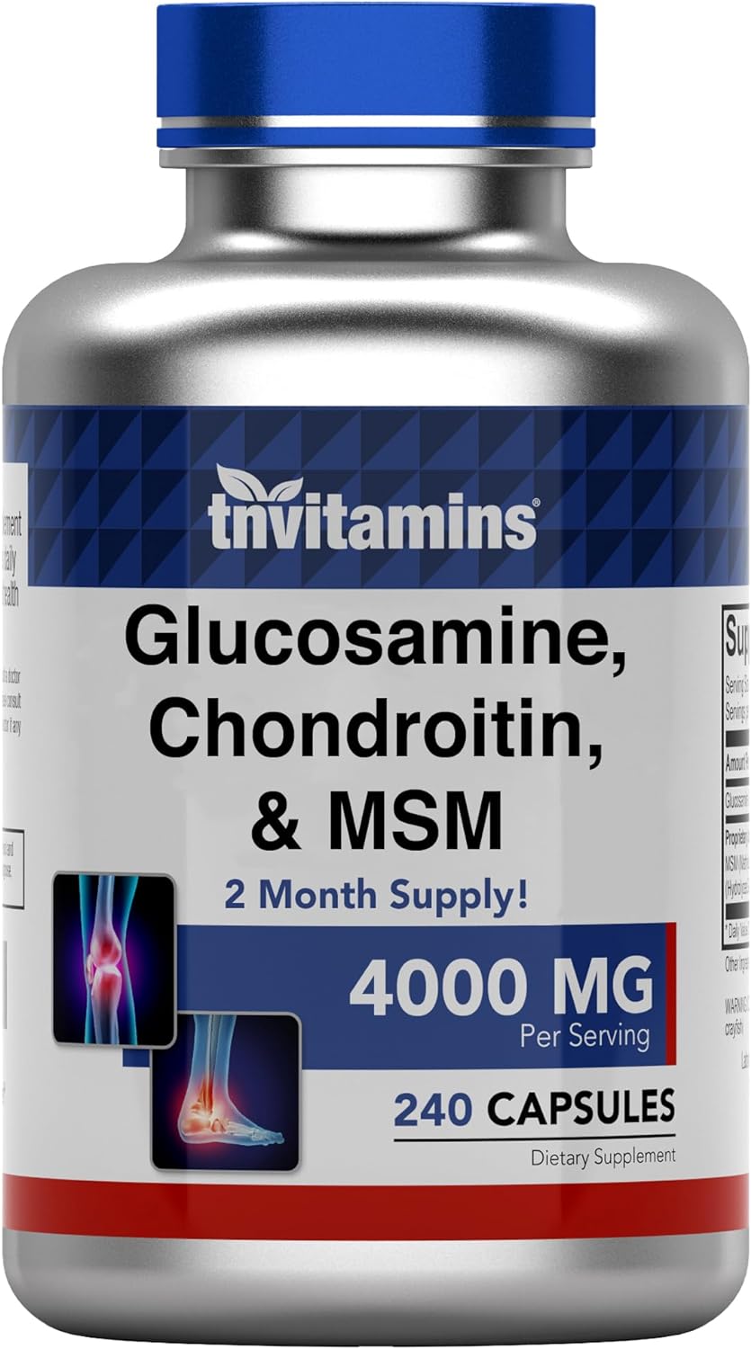 Glucosamine, Chondroitin, & MSM (4000 MG - 240 Capsules) for Men & Women | Joint Support Supplement Complex* | More Than Triple Strength! | Non-GMO | Produced in The USA