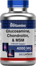 Glucosamine, Chondroitin, & MSM (4000 MG - 240 Capsules) for Men & Women | Joint Support Supplement Complex* | More Than Triple Strength! | Non-GMO | Produced in The USA