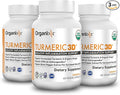 Organixx USDA Organic Turmeric Curcumin Supplement with Ashwagandha, Vitamin D, Turmeric & Ginger – Fermented for Maximum Bioavailability, 60 Count (Pack of 3)