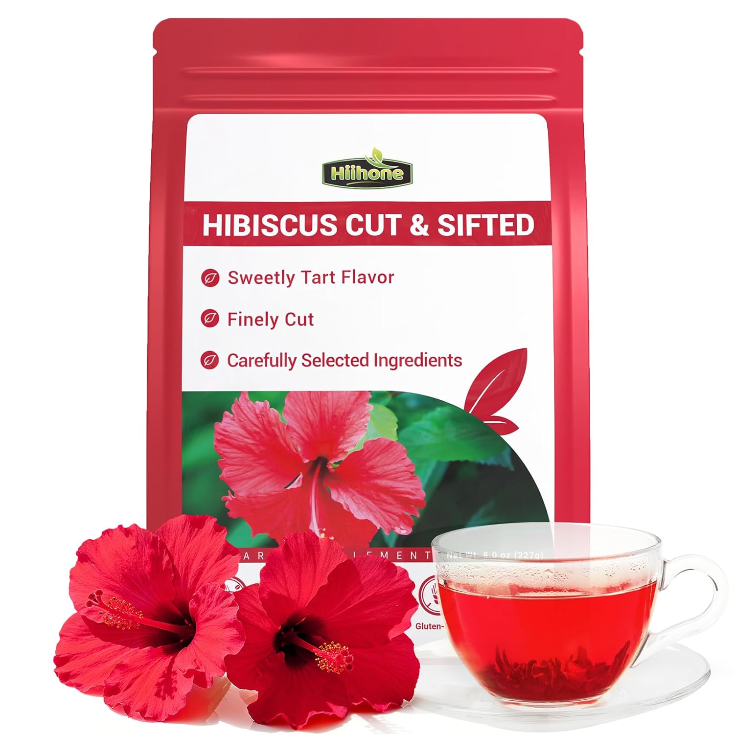 Hibiscus Tea Bags, Hibiscus Flower Herbal Tea - Rich in Vitamin C, Caffeine Free,Sugar Free, 8 OZ