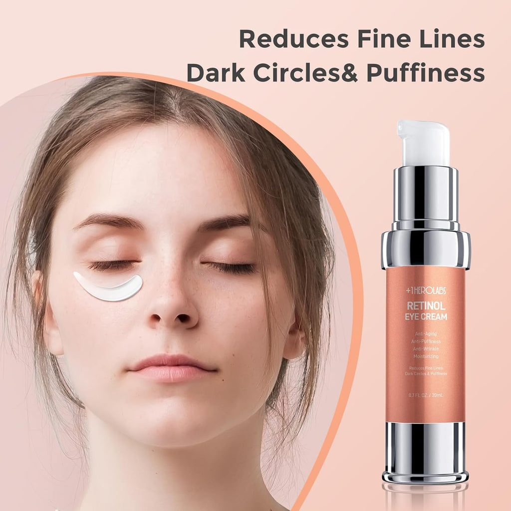 Retinol Eye Cream for Dark Circles and Puffiness, Anti Aging Under Eye Cream with Hyaluronic Acid, Retinol & Collagen to Fight Fine Lines, Wrinkles & Dark Spots