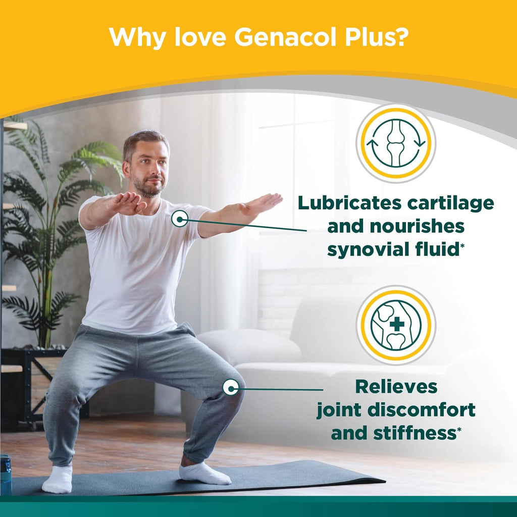 Genacol Plus – Glucosamine and Collagen Joint Supplement, Lubricates, Protects and Maintains Heathy Joints, Relieves Joint Discomfort Plus, 180 Capsules (60-Day Supply)