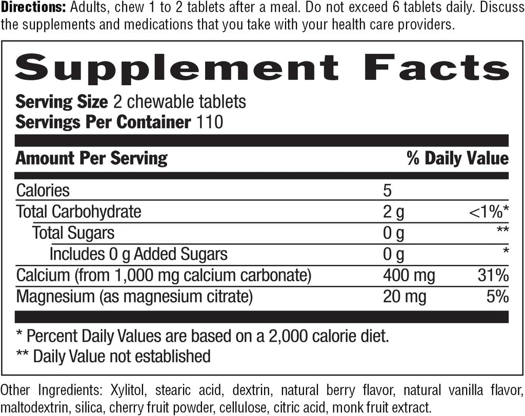 Country Life Acid Rescue Chewable Tablets - Certified Vegan & Gluten-Free Heartburn Relief, 400mg Calcium & Magnesium, Non-GMO, Sugar-Free Berry Flavor, Supports Bone Health, 220 Count