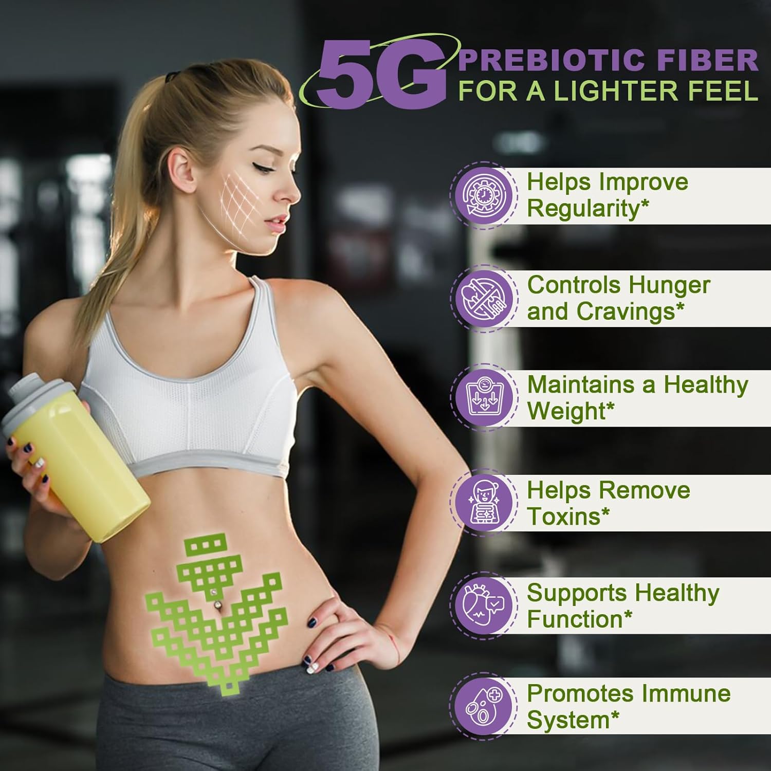 NATURE TARGET Daily Fiber Supplement - Soluble Prebiotic Fiber Powder for Gut Health, Whole Food High Fiber for Digestive Health & Regularity, Unflavored, Gluten & Sugar Free, Keto - 70 Servings