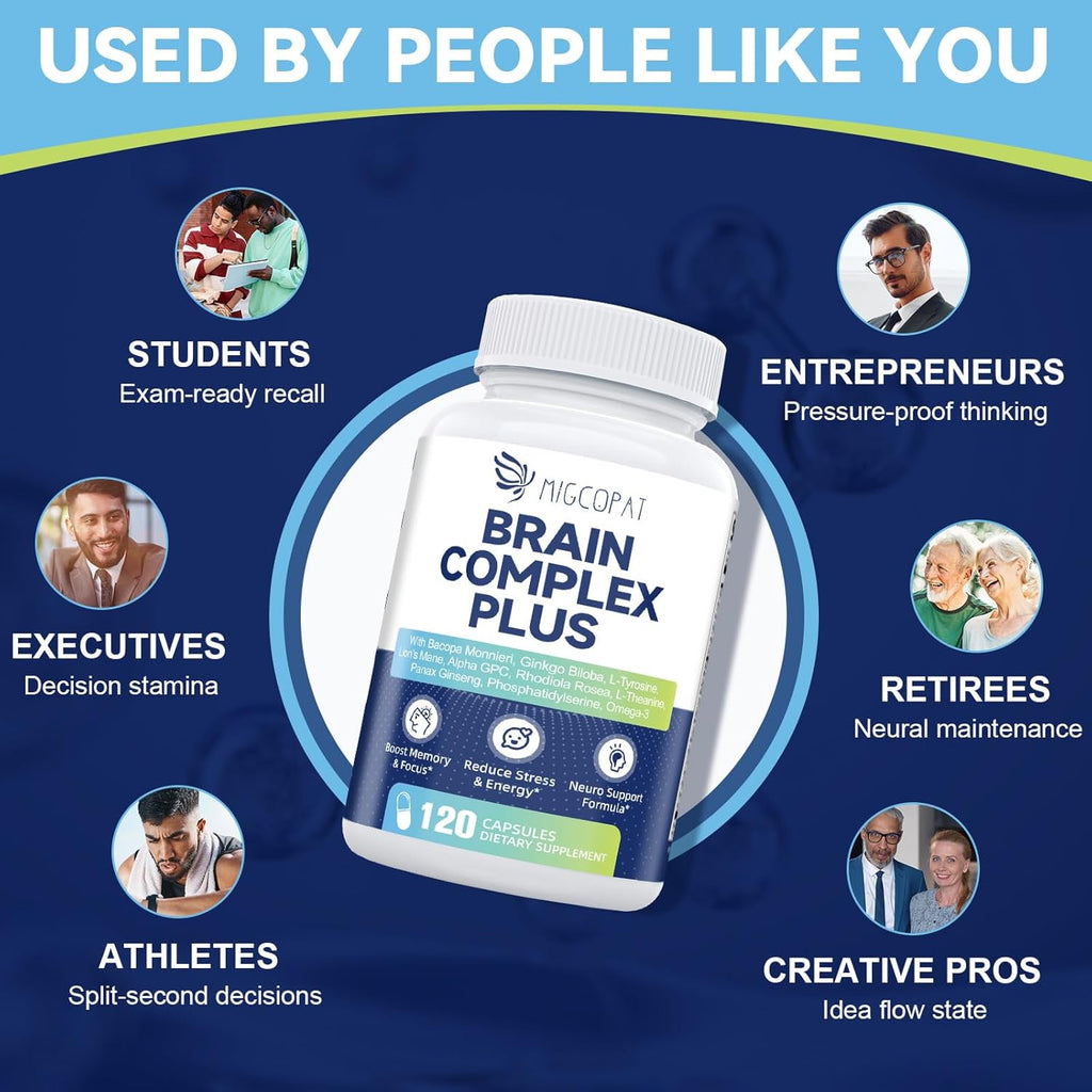 2-Pack Brain Supplements for Memory and Focus | Nootropic with Bacopa Monnieri, Lion's Mane, Alpha GPC, Ginkgo Biloba | Mental Clarity & Cognitive Support | Vitamin B6 & B12 Neuro Health