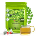 FullChea - Moringa Tea Bags, 100 Count - Pure & Natural Rosabella Moringa Leaves, Cultivated From India - Caffeine-free Herbal Tea for Supporting Digestion & Immune System - Non-GMO