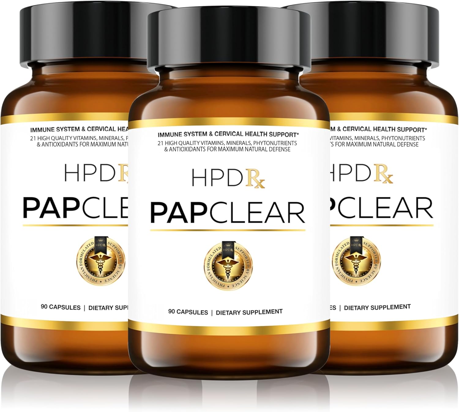 PAPCLEAR Physician Formulated | All Natural Immune Support Supplement | Advanced Powerful Immunity Booster | 21 Vitamins & Nutrients with Organic Shiitake Mushroom & Lycopene | 90 Capsules | Pack of 3