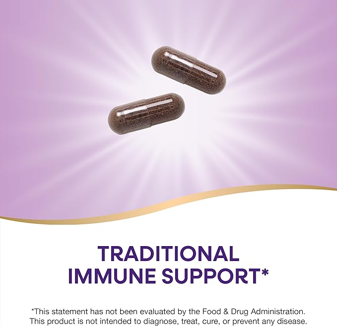 Nature's Way Black Elderberry Capsules, Traditional Immune Support* Supplement with Elderberry and Elderflower, Plant Powered, 100 Capsules (Packaging May Vary)