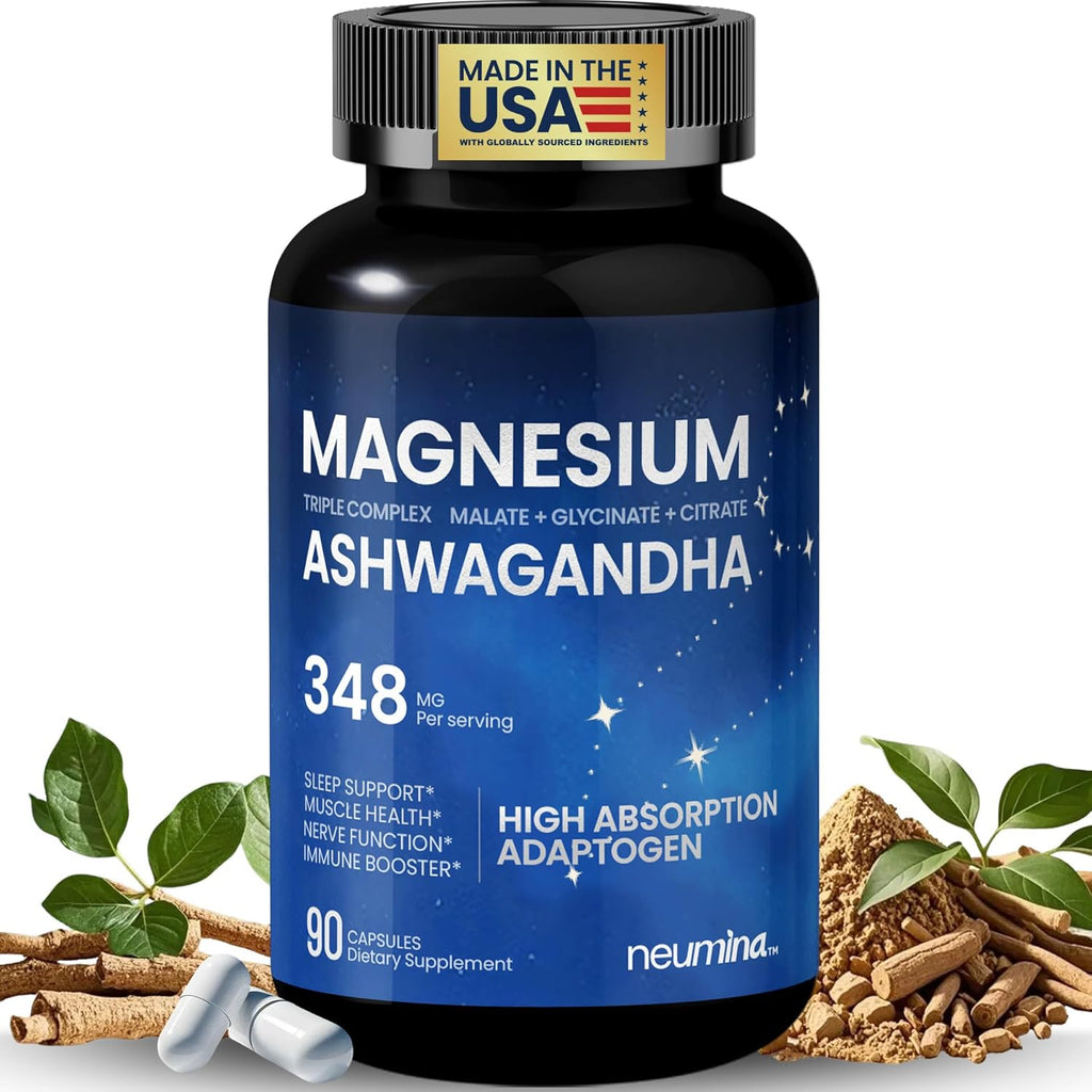 Magnesium Ashwagandha Complex | High-Absorption Multi Magnesium for Stress, Sleep, Muscle & Heart Health | Vegan, Non-GMO, Gluten-Free, Made in USA, 90 Capsules