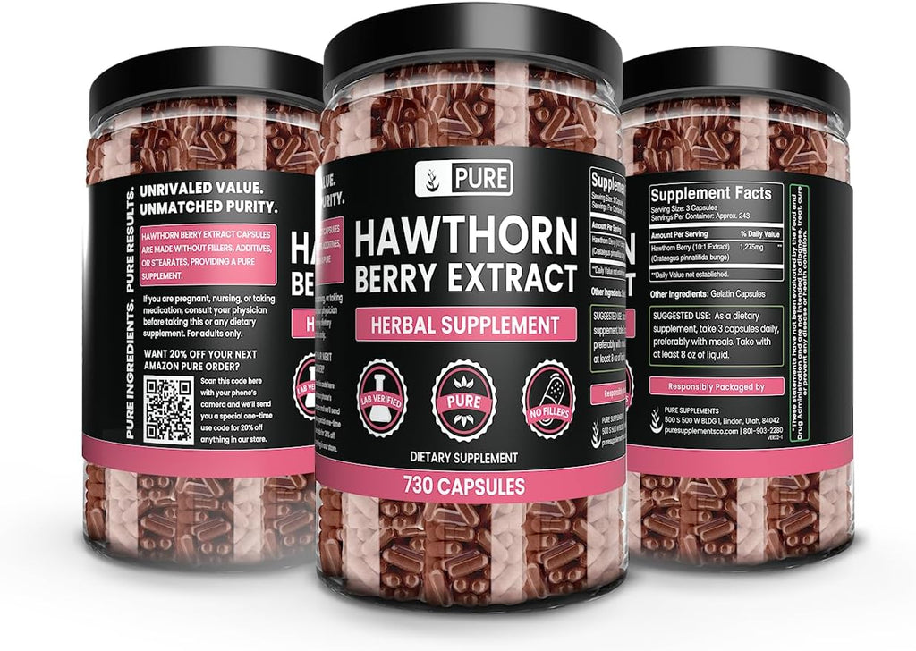 Pure Original Ingredients Hawthorn Berry Extract (730 Capsules) Pure & Natural, No Additives Or Fillers