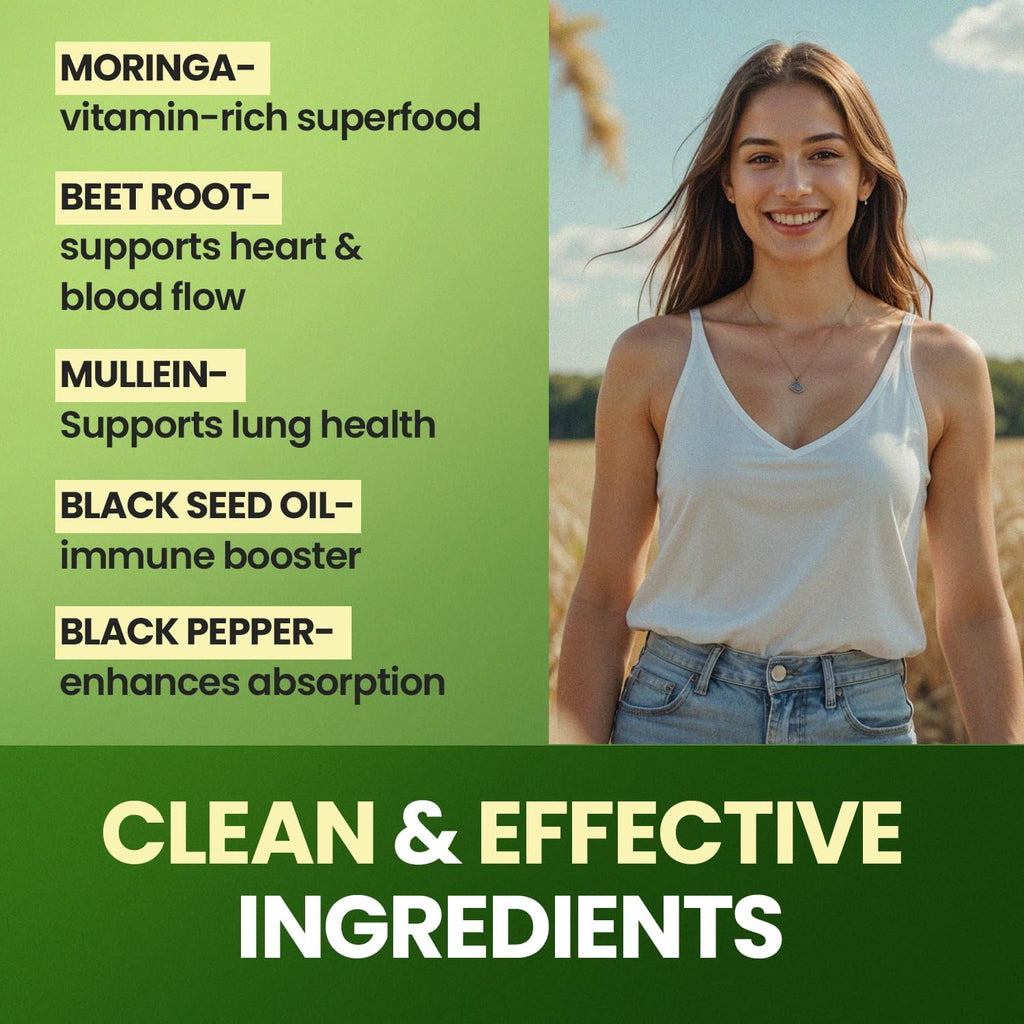 Moringa Capsules, Beet Root, Mullein Leaf - Energy, Skin, Immune Supplement Superfood, Rich in Antioxidants, Minerals & Essential Vitamins - High Absorption Non-GMO - Made in USA - 60ct