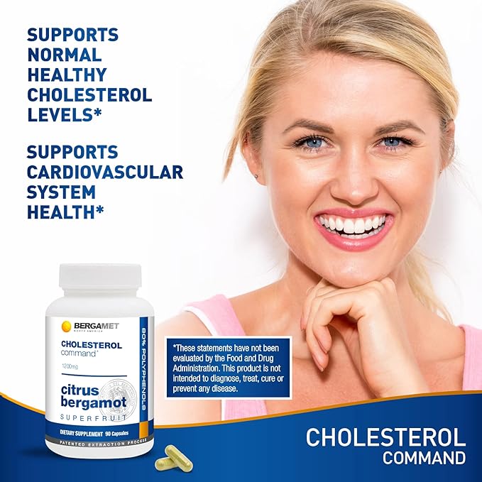 Cholesterol Command, Citrus Bergamot SuperFruit Supplement, 47% Bergamot Polyphenol Fraction (BPF) Patented Formula, Made in The USA, 3 Months, 270 Capsules - 3 Bottles