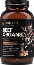 Humanimal Beef Organ Supplement | Beef Organ Capsules | 100% Grass-Fed & Finished, Freeze-Dried | Boosts Whole Body Health | A Blend of Liver, Heart, Kidney, Pancreas & Spleen | Non-GMO, 180 Capsules