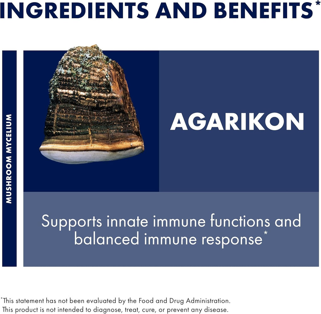 Host Defense Agarikon Capsules - Immune System Support Supplement - Mushroom Supplement to Aid Immune Functions & Cell Strength - Herbal Dietary Supplement - 60 Capsules (60 Servings)*