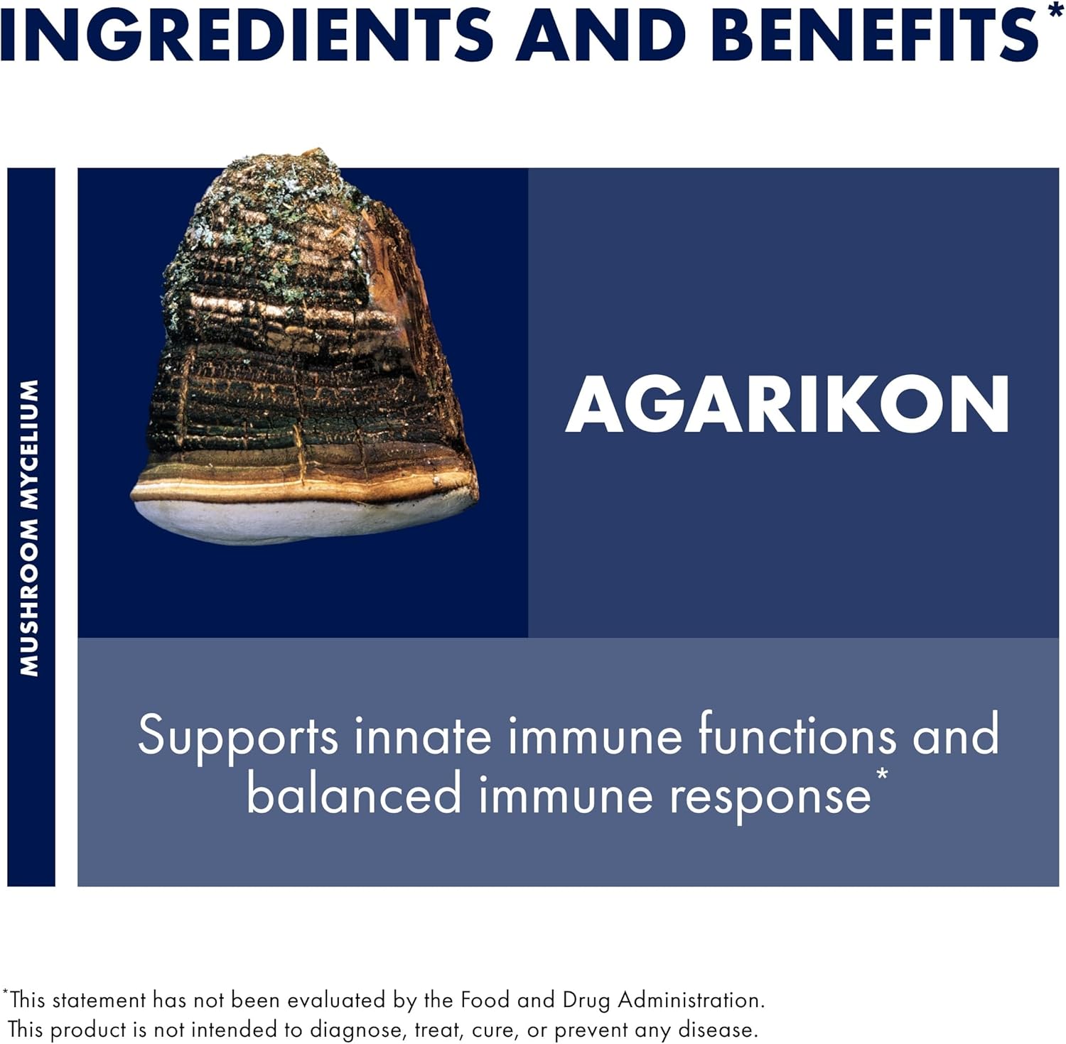 Host Defense Agarikon Capsules - Immune System Support Supplement - Mushroom Supplement to Aid Immune Functions & Cell Strength - Herbal Dietary Supplement - 60 Capsules (60 Servings)*