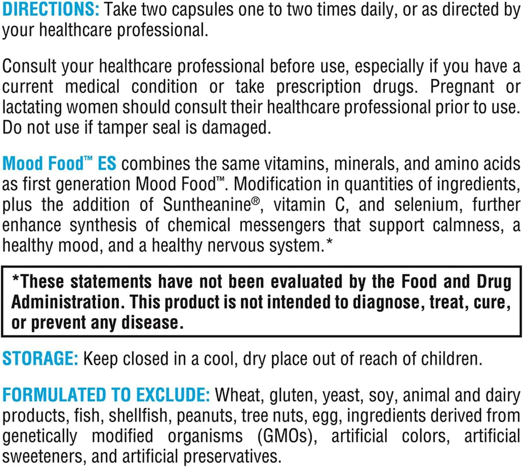 XYMOGEN Mood Food ES - Supports Calmness, Relaxation and a Healthy Mood with Active Folate, B Vitamins, 5-HTP, GABA, Minerals, Suntheanine L-Theanine, Selenium (60 Capsules)