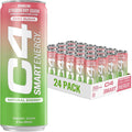 C4 Smart Energy Drink - Sugar Free Performance Fuel & Nootropic Brain Booster, Coffee Substitute or Alternative | Strawberry Guava 12 Oz - 24 Pack