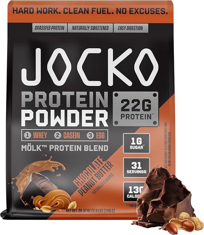 Jocko Fuel 3 Pack Bundle - Creatine, Chocolate Peanut Butter MOLK Protein, & Nitro Pop Pre Workout