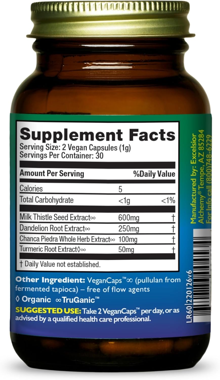 HEALTHFORCE SUPERFOODS Liver Rescue - Natural Liver Cleanse - with Milk Thistle & Dandelion Root - Gluten-Free & Vegan - 60 Capsules