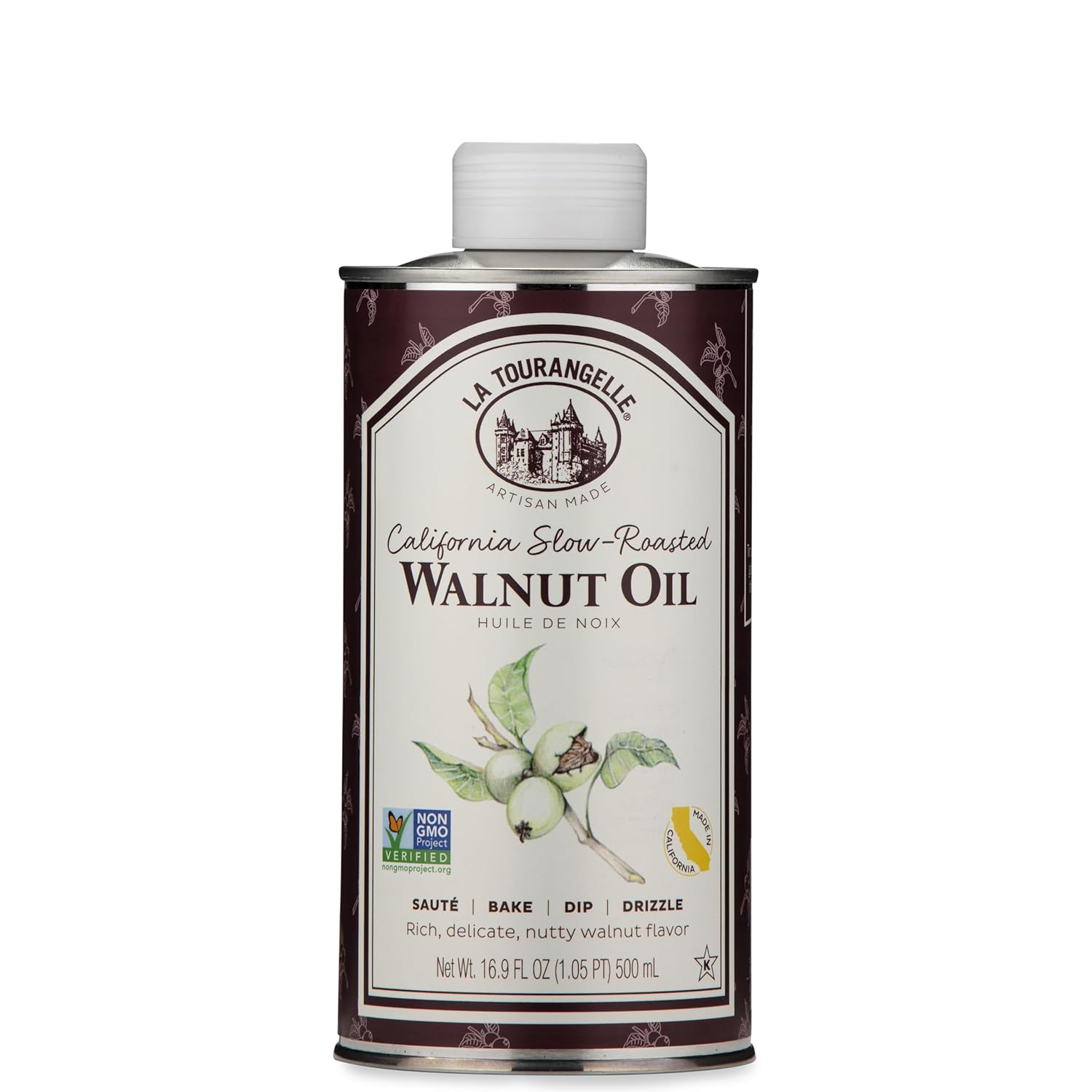 La Tourangelle, Roasted Walnut Oil, Plant-Based Source of Omega-3 Fatty Acid, Cooking, Baking, & Beauty, 16.9 Fl Oz